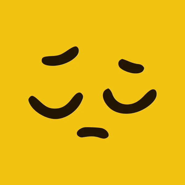 ドアスタイルの黄色の背景に不幸な顔 ベクターイラスト — ストックベクタ