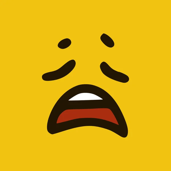 Smiley Mit Unglücklichem Gesicht Doodle Stil Auf Gelbem Hintergrund Vektorillustration — Stockvektor