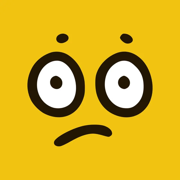 Emoticon Com Rosto Infeliz Estilo Doodle Fundo Amarelo Ilustração Vetorial — Vetor de Stock