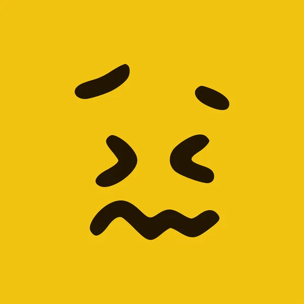 Emoticon Triste Estilo Doodle Fundo Amarelo Ilustração Vetorial — Vetor de Stock