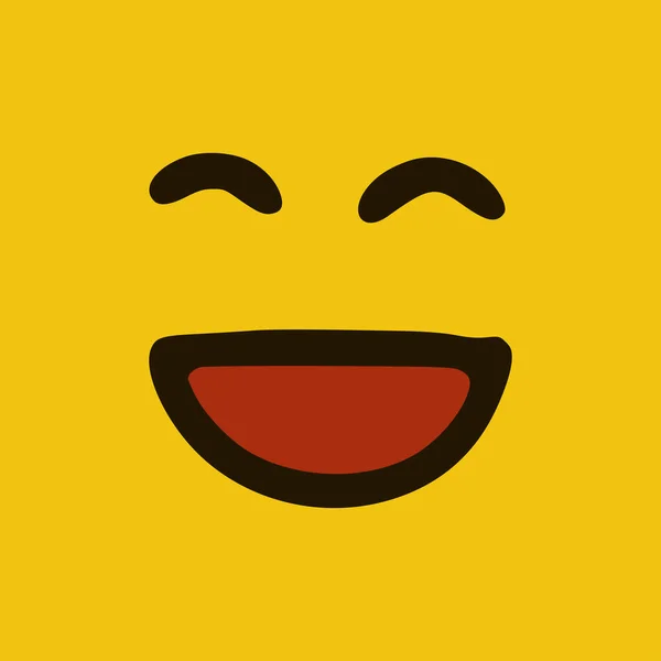 Smějící Emotikon Stylu Čmáranice Žluté Pozadí Vektorová Ilustrace — Stockový vektor