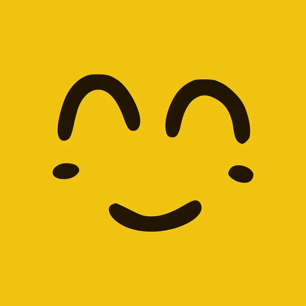 Aranyos Boldog Arc Emoticon Firka Stílusú Sárga Háttér Vektorillusztráció — Stock Vector