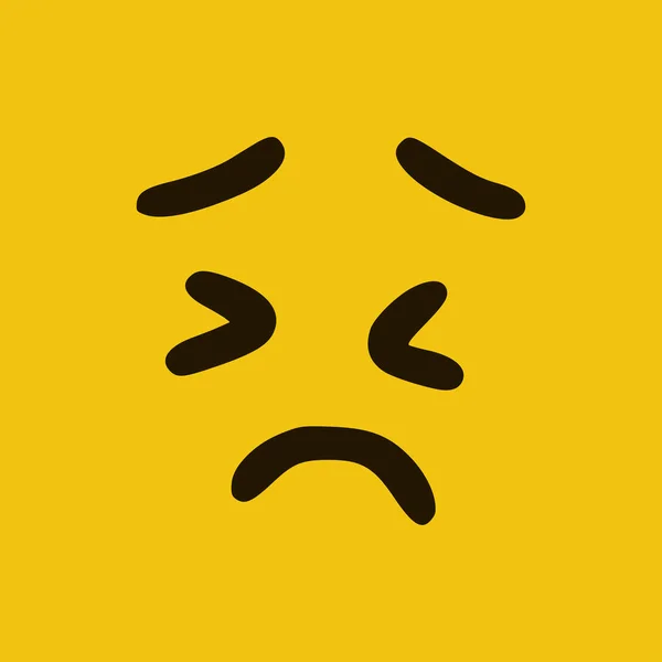 Nešťastný Obličej Stylu Čmáranice Žluté Pozadí Vektorová Ilustrace — Stockový vektor