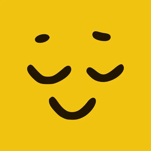 Nettes Glückliches Gesicht Emoticon Doodle Stil Gelben Hintergrund Vektorillustration — Stockvektor