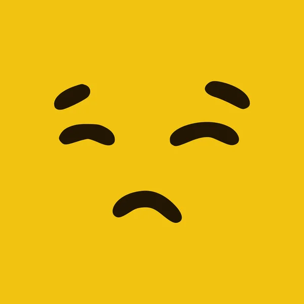 落書きスタイルの黄色の背景に悲しい感情 ベクターイラスト — ストックベクタ