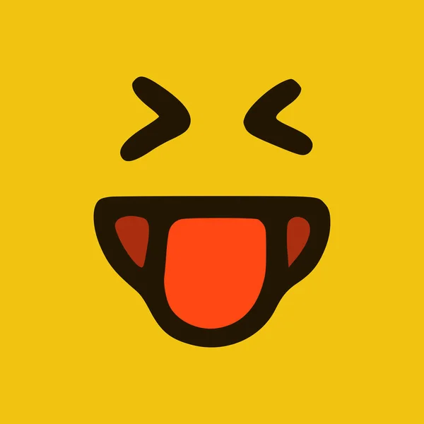 ドアスタイルの黄色の背景に舌を示すクレイジーな感情 ベクターイラスト — ストックベクタ