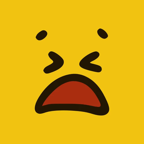 Θλιβερό Emoticon Doodle Στυλ Κίτρινο Φόντο Εικονογράφηση Διανύσματος — Διανυσματικό Αρχείο