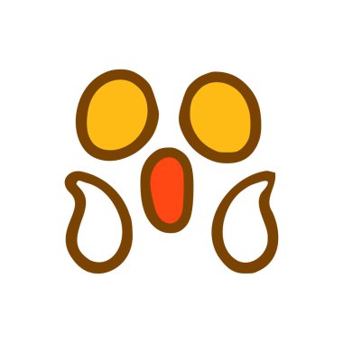 Korkmuş yüz karalama ikonu. Beyaz arkaplanda izole edilmiş elle çizilmiş duygu biçimi