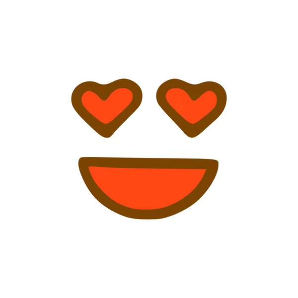 Feliz Ícone Doodle Rosto Amor Emoticon Estilo Desenhado Mão Isolado — Vetor de Stock