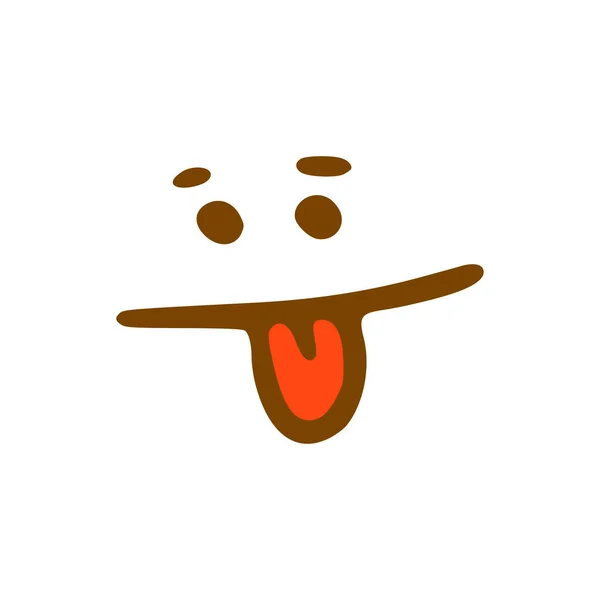 Tvář Ikonou Jazykových Čmáranic Emotikon Ručně Kresleném Stylu Izolované Bílém — Stockový vektor