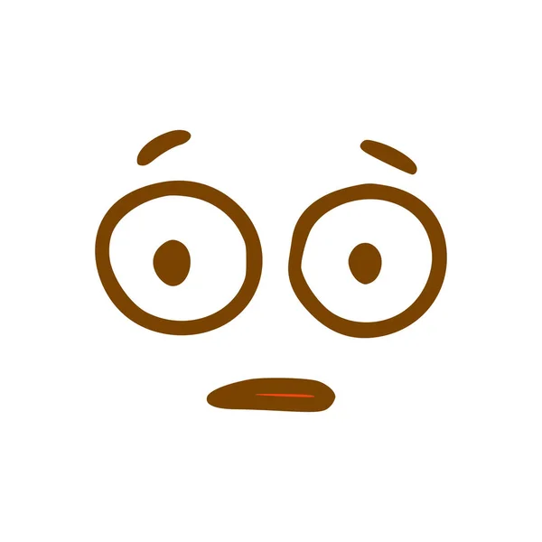 Ikona Vystrašeného Obličeje Emotikon Ručně Kresleném Stylu Izolované Bílém Pozadí — Stockový vektor