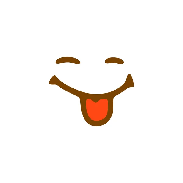Šťastný Obličej Ikonou Jazykových Čmáranic Emotikon Ručně Kresleném Stylu Izolované — Stockový vektor