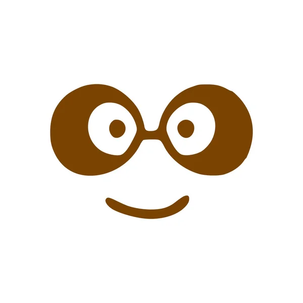 Fancy Happy Face Doodle Icoon Emoticon Hand Getrokken Stijl Geïsoleerd — Stockvector