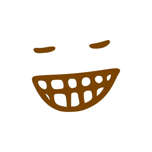 Lachende Gesichter Doodle Ikone Emoticon Handgezeichneten Stil Isoliert Auf Weißem — Stockvektor