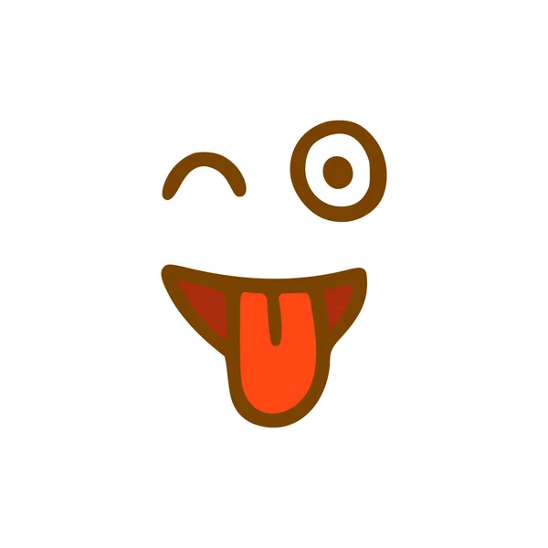 Vtipný Obličej Ikonou Jazykových Čmáranic Emotikon Ručně Kresleném Stylu Izolované — Stockový vektor