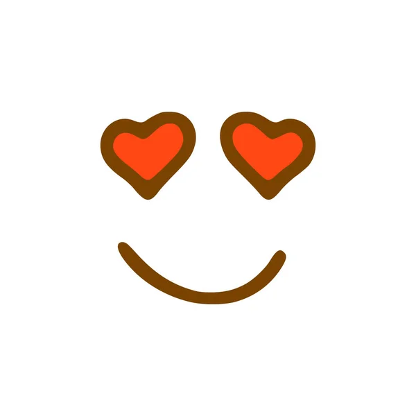 Happy Love Faccia Icona Scarabocchiare Emoticon Stile Disegnato Mano Isolato — Vettoriale Stock