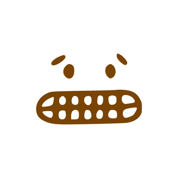 Faccia Sorridente Icona Scarabocchiare Emoticon Stile Disegnato Mano Isolato Sfondo — Vettoriale Stock