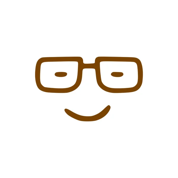 Šťastný Obličej Ikonou Brejlí Emotikon Ručně Kresleném Stylu Izolované Bílém — Stockový vektor