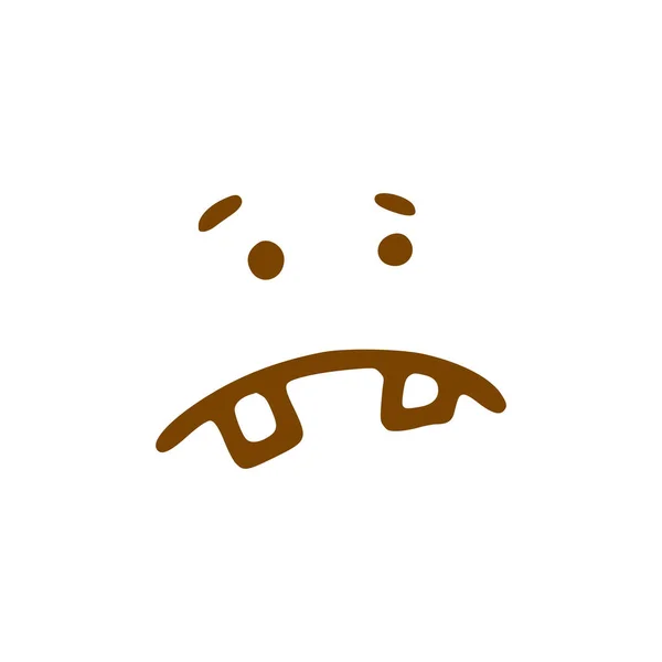 Vilken Sorglig Ansiktsikon Emoticon Handritad Stil Isolerad Vit Bakgrund — Stock vektor