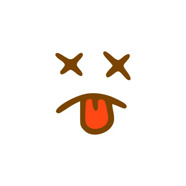 Smutný Zabitý Obličej Ikonou Jazyku Emotikon Ručně Kresleném Stylu Izolované — Stockový vektor