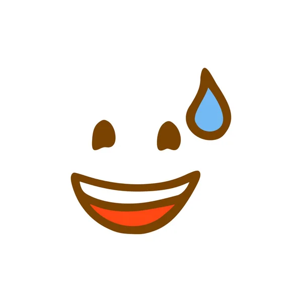 Skrattande Ansikte Klotter Ikon Emoticon Handritad Stil Isolerad Vit Bakgrund — Stock vektor