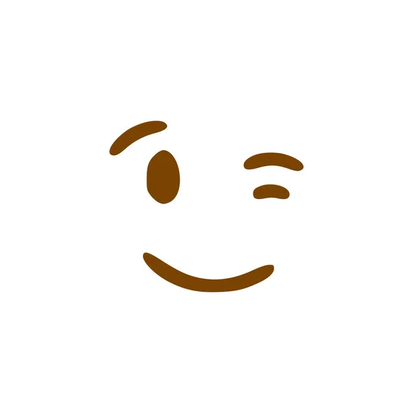 Sorridi Ammiccando Icona Scarabocchiare Faccia Emoticon Stile Disegnato Mano Isolato — Vettoriale Stock