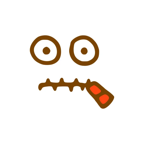 Πρόσωπο Κλειστό Στόμα Doodle Εικονίδιο Emoticon Στο Χέρι Στυλ Που — Διανυσματικό Αρχείο