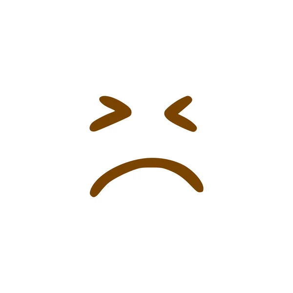 Trauriges Gesichtskritzelei Emoticon Handgezeichneten Stil Isoliert Auf Weißem Hintergrund — Stockvektor