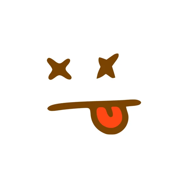 Faccia Sorridente Con Icona Scarabocchiare Lingua Emoticon Stile Disegnato Mano — Vettoriale Stock