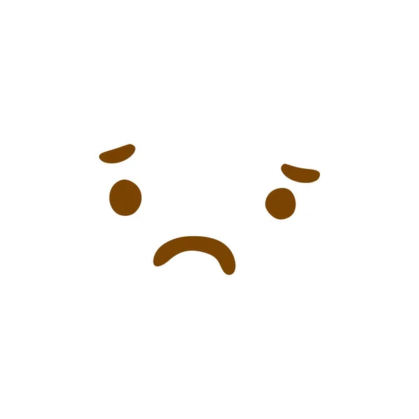 Trauriges Gesichtskritzelei Emoticon Handgezeichneten Stil Isoliert Auf Weißem Hintergrund — Stockvektor