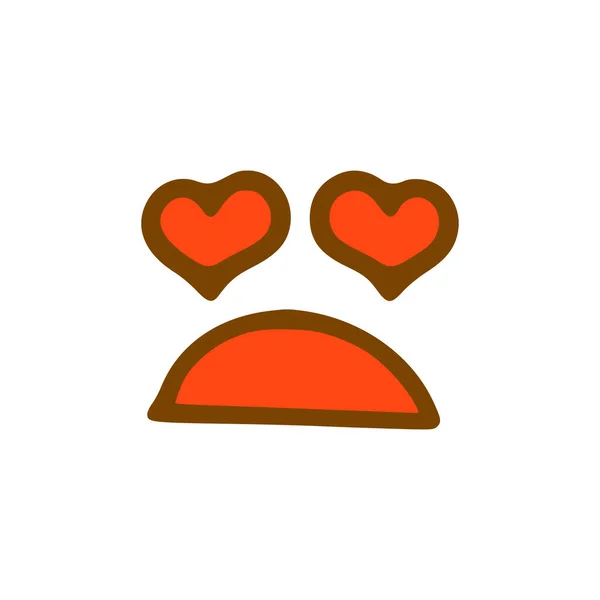Smutna Ikona Miłosnych Bazgrołów Emoticon Ręcznie Rysowane Stylu Izolowane Białym — Wektor stockowy