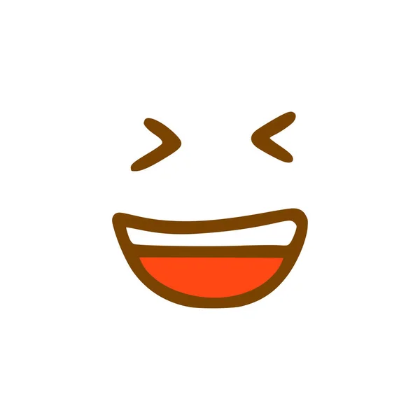 Skrattande Ansikte Klotter Ikon Emoticon Handritad Stil Isolerad Vit Bakgrund — Stock vektor