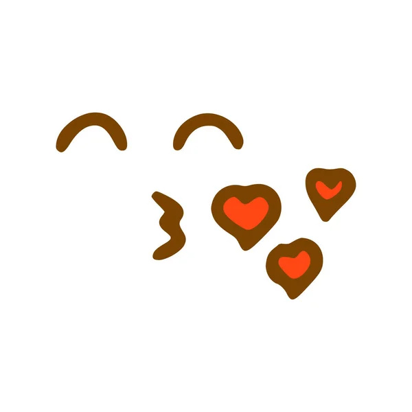 Ikona Całowania Twarzy Emoticon Ręcznie Rysowane Stylu Izolowane Białym Tle — Wektor stockowy