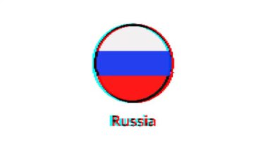 Beyaz arka planda arıza olan piksel Rusya bayrağı. Hareket Grafikleri