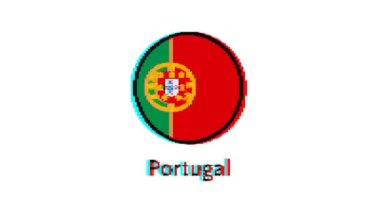 Portekiz Bayrak Hareketi Grafikleri. Beyaz arkaplan üzerinde hata etkisi olan piksel Portekiz bayrağı