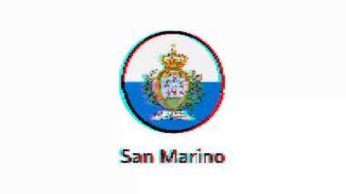 San Marino Hareketi Grafikleri bayrağı. Beyaz arkaplan üzerinde hata etkisi olan San Marino pikseli