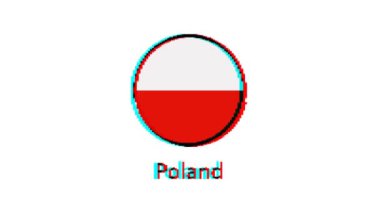 Polonya Bayrak Hareketi Grafikleri. Beyaz arkaplan üzerinde hata etkisi olan Polonya bayrağı