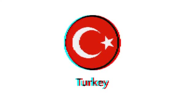 Bandeira Turca Motion Graphics Pixel Turquia Bandeira Com Efeito Falha — Vídeo de Stock