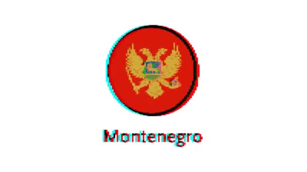 Montenegrin Flag Motion Graphics Pixel Montenegro Flag Glitch Effect White — Stock Video