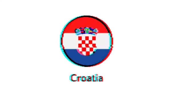 Chorvatská Vlajka Motion Graphics Pixel Chorvatsko Vlajka Chybovým Efektem Bílém — Stock video