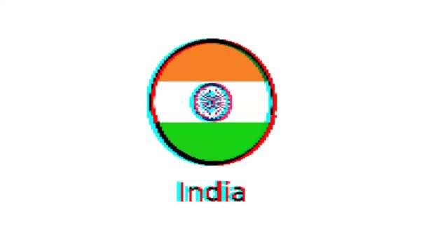 Indyjska Flaga Motion Graphics Flaga Pixel India Efektem Usterki Białym — Wideo stockowe