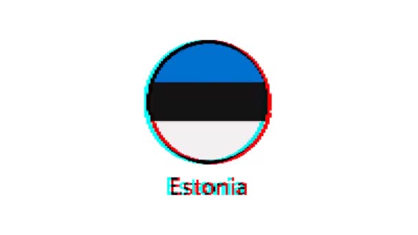Estońska Flaga Motion Graphics Flaga Estonii Pikseli Efektem Usterki Białym — Wideo stockowe