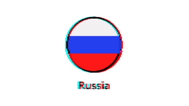 Pixel Ryssland Flagga Med Glitch Effekt Vit Bakgrund Rörelsegrafik — Stockvideo