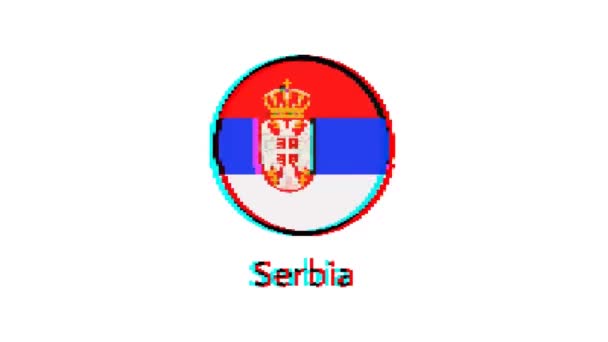 Serbian Flag Motion Graphics Pixel Serbia Flag Glitch Effect White — Stock Video