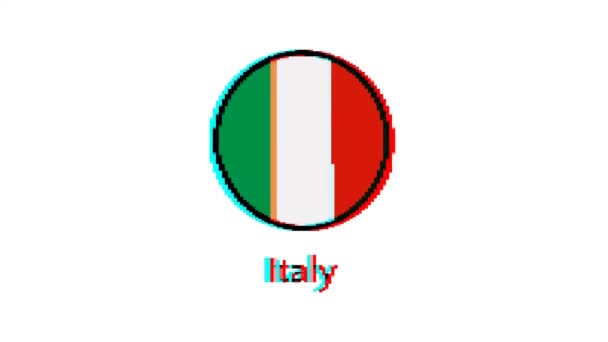 Графика Движения Итальянского Флага Флаг Пикселей Италии Эффектом Глюка Белом — стоковое видео