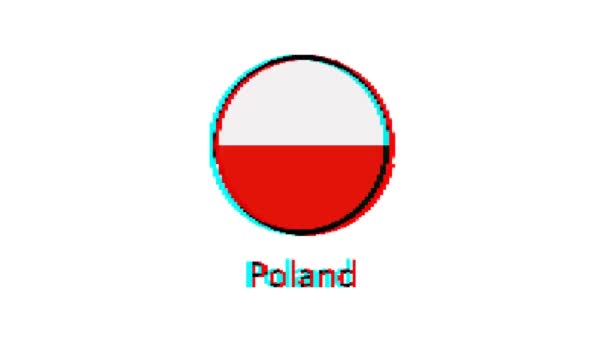 Grafica Del Movimento Della Bandiera Polacca Bandiera Pixel Poland Con — Video Stock