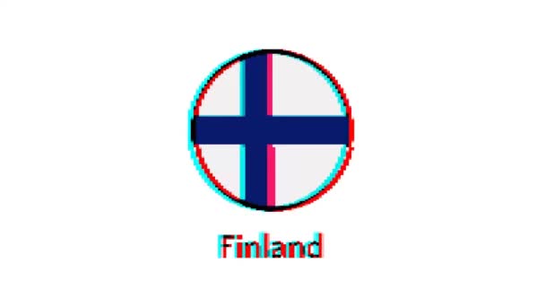 Bandeira Finlandesa Motion Graphics Pixel Bandeira Finlândia Com Efeito Falha — Vídeo de Stock