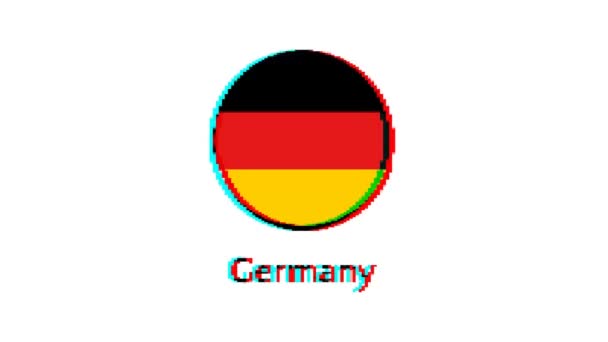 Γραφικά Κίνησης Γερμανικής Σημαίας Σημαία Pixel Γερμανίας Επίδραση Δυσλειτουργία Λευκό — Αρχείο Βίντεο