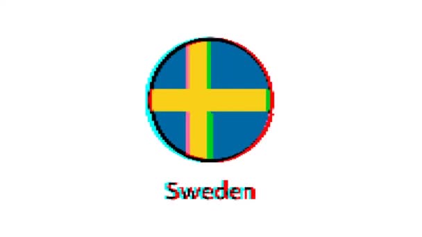 Bandeira Sueca Motion Graphics Pixel Bandeira Suécia Com Efeito Falha — Vídeo de Stock
