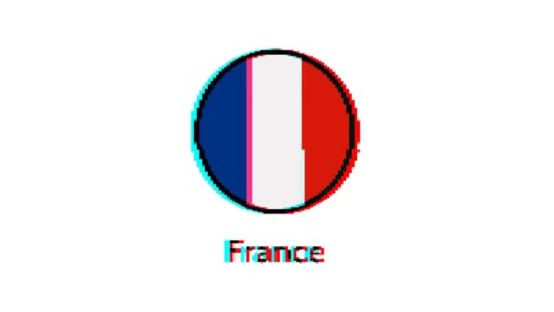 Francia Zászló Motion Graphics Pixel Franciaország Zászló Hibahatással Fehér Háttér — Stock videók